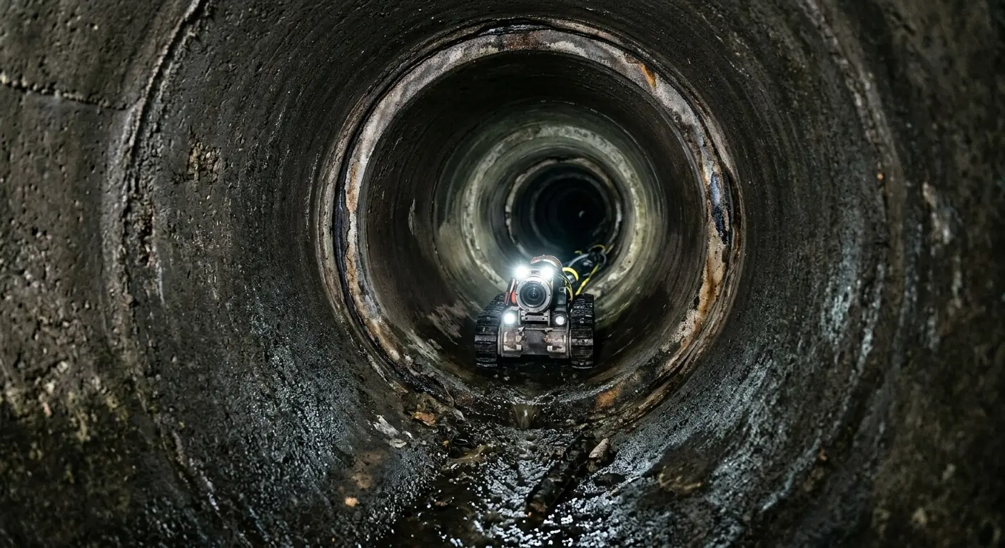 Robotic sewer camera inspecting pipe interior for Drain Snake Service in Nitro